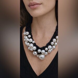 🖤 Pearl and Black Collar Necklace 🤍